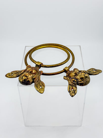 Vintage Brass Cherub Towel Rings with Winged Angel, Set of Two, Two Sizes