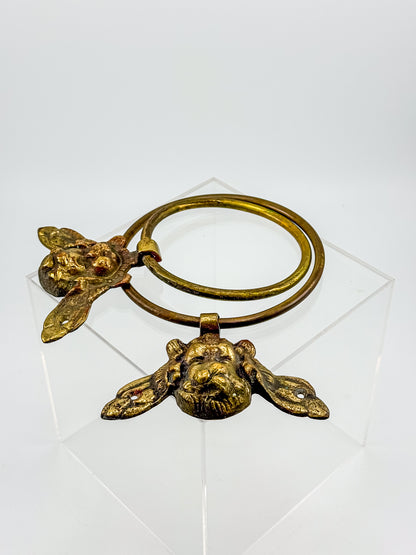 Vintage Brass Cherub Towel Rings with Winged Angel, Set of Two, Two Sizes