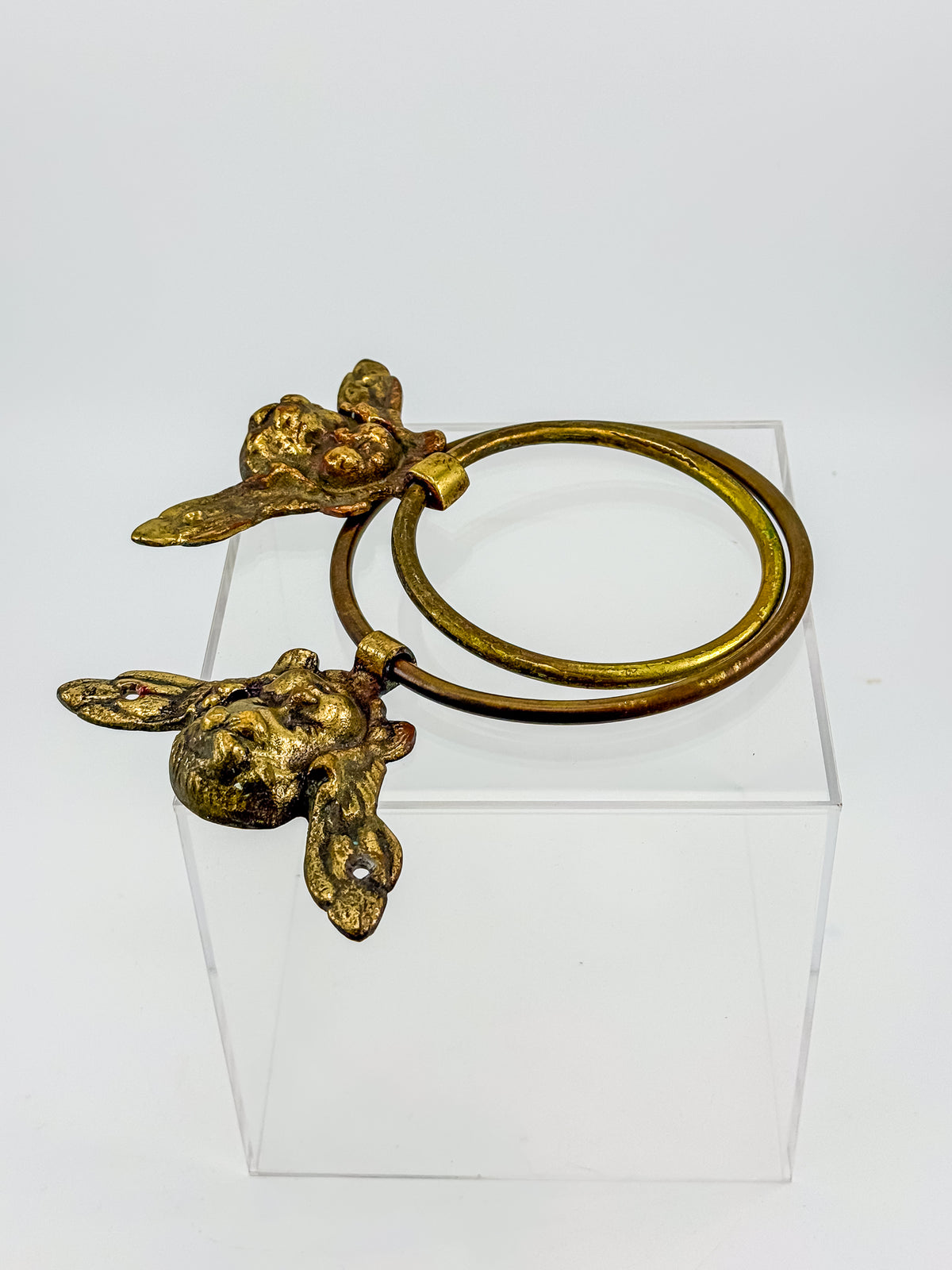 Vintage Brass Cherub Towel Rings with Winged Angel, Set of Two, Two Sizes