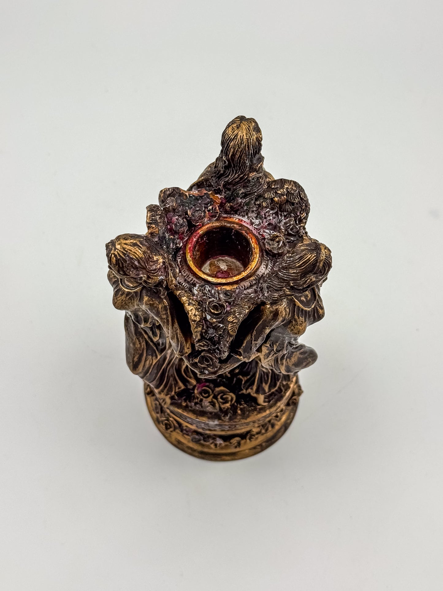 Three Graces Figural Resin Taper Candle Holder with Bronze Patina Finish, Classical Decor