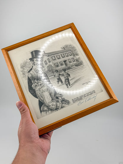 Signed Lloyd Ostendorf Lincoln Print in Oak Frame, 1988 — Mr. and Mrs. Lincoln Returning from Church