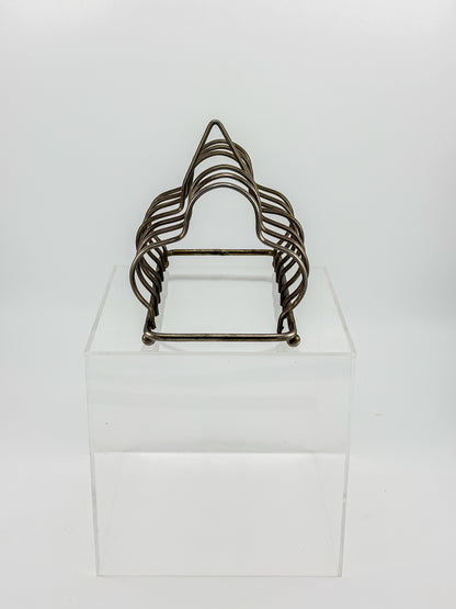 Vintage Art Deco English Silver-Plated Toast Rack with Wavy Dividers and Ball Feet, Letter Holder