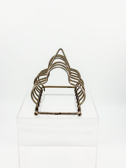Vintage Art Deco English Silver-Plated Toast Rack with Wavy Dividers and Ball Feet, Letter Holder