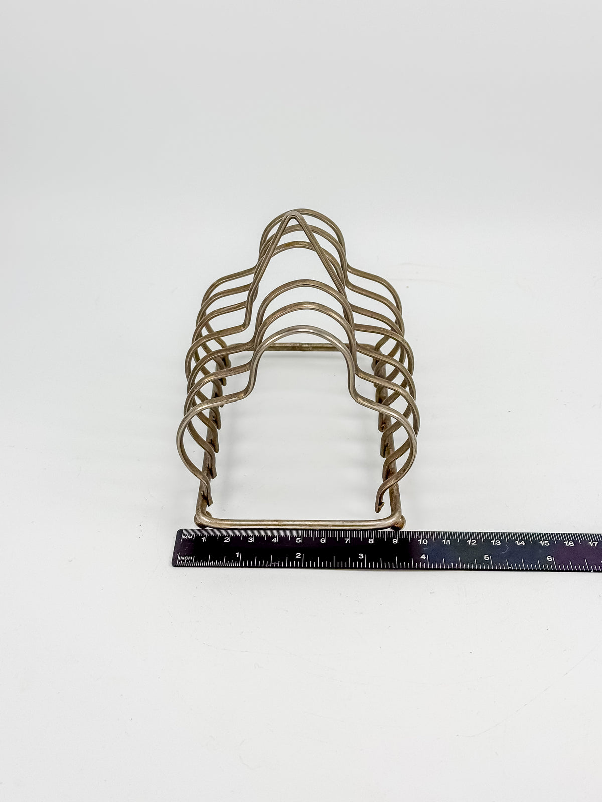 Vintage Art Deco English Silver-Plated Toast Rack with Wavy Dividers and Ball Feet, Letter Holder