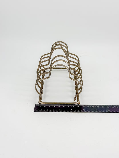 Vintage Art Deco English Silver-Plated Toast Rack with Wavy Dividers and Ball Feet, Letter Holder