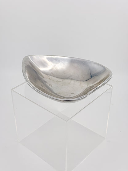 Vintage Mexican Pewter Heart Catchall Dish, Mid-Century Modernist Ring Tray, Hecho en Mexico