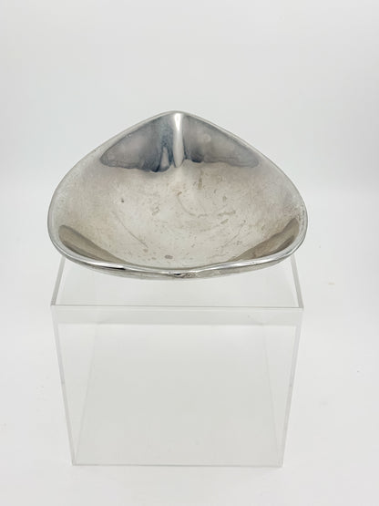 Vintage Mexican Pewter Heart Catchall Dish, Mid-Century Modernist Ring Tray, Hecho en Mexico