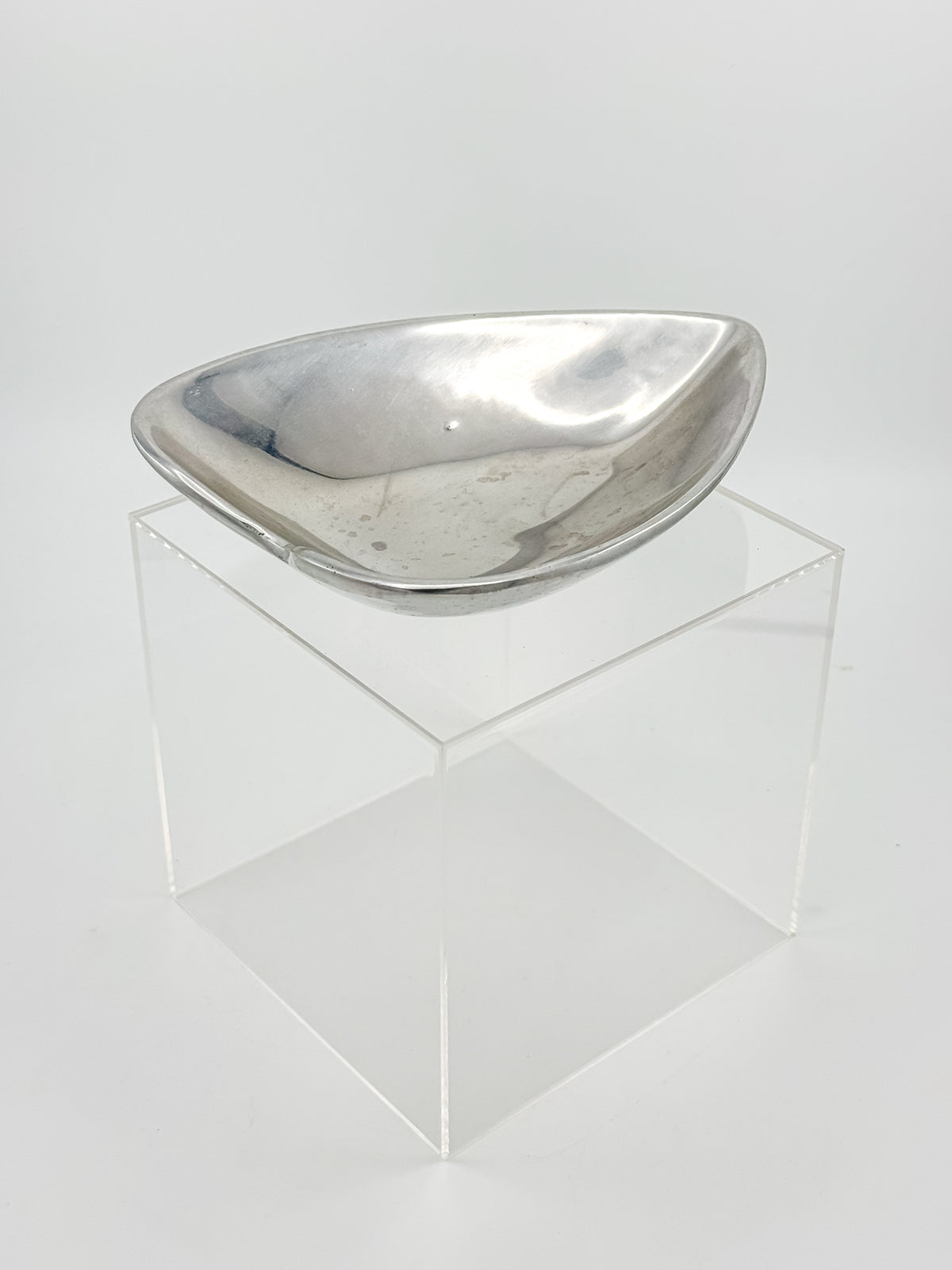 Vintage Mexican Pewter Heart Catchall Dish, Mid-Century Modernist Ring Tray, Hecho en Mexico