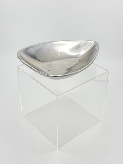 Vintage Mexican Pewter Heart Catchall Dish, Mid-Century Modernist Ring Tray, Hecho en Mexico