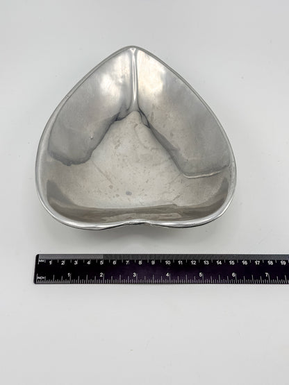 Vintage Mexican Pewter Heart Catchall Dish, Mid-Century Modernist Ring Tray, Hecho en Mexico