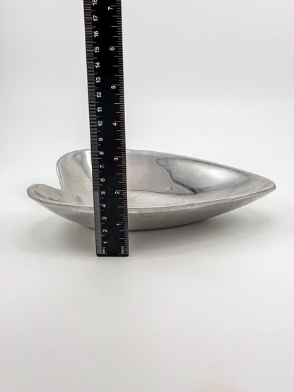 Vintage Mexican Pewter Heart Catchall Dish, Mid-Century Modernist Ring Tray, Hecho en Mexico