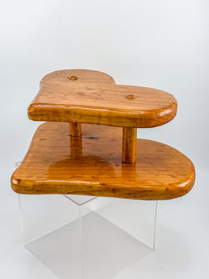 Vintage Heart Shaped Wooden Two-Tier Wall Hanger for Towels, Blankets, or Quilts