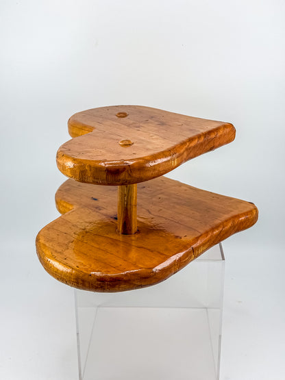 Vintage Heart Shaped Wooden Two-Tier Wall Hanger for Towels, Blankets, or Quilts