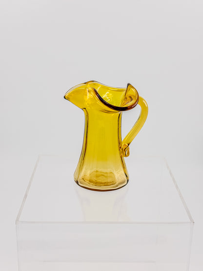 Tiny Vintage Amberina Glass Pitcher Toothpick Holder with Cadmium Glow