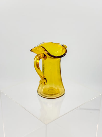 Tiny Vintage Amberina Glass Pitcher Toothpick Holder with Cadmium Glow