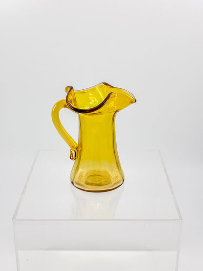 Tiny Vintage Amberina Glass Pitcher Toothpick Holder with Cadmium Glow