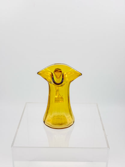 Tiny Vintage Amberina Glass Pitcher Toothpick Holder with Cadmium Glow
