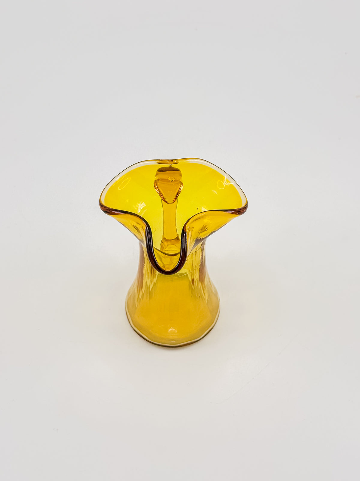 Tiny Vintage Amberina Glass Pitcher Toothpick Holder with Cadmium Glow