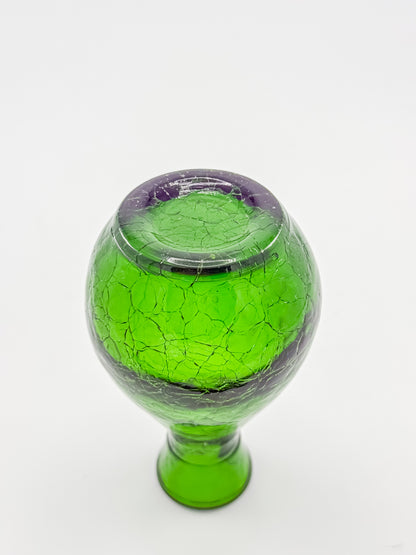 Vintage Green Crackle Glass Bud Vase