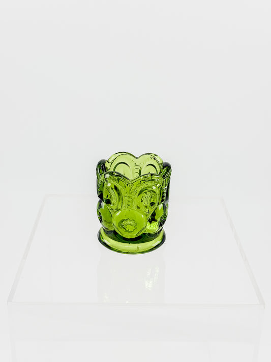 Vintage Green L.E. Smith Moon and Stars Green Glass Toothpick Holder