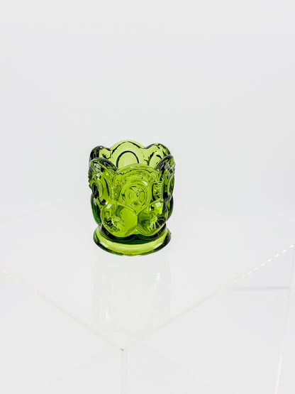 Vintage Green L.E. Smith Moon and Stars Green Glass Toothpick Holder