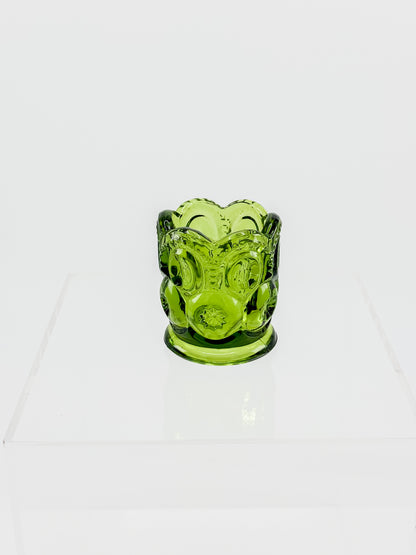 Vintage Green L.E. Smith Moon and Stars Green Glass Toothpick Holder