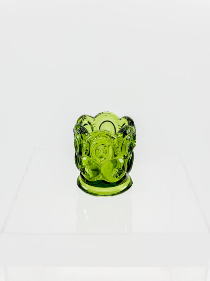 Vintage Green L.E. Smith Moon and Stars Green Glass Toothpick Holder