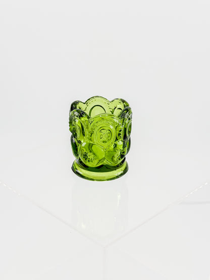 Vintage Green L.E. Smith Moon and Stars Green Glass Toothpick Holder