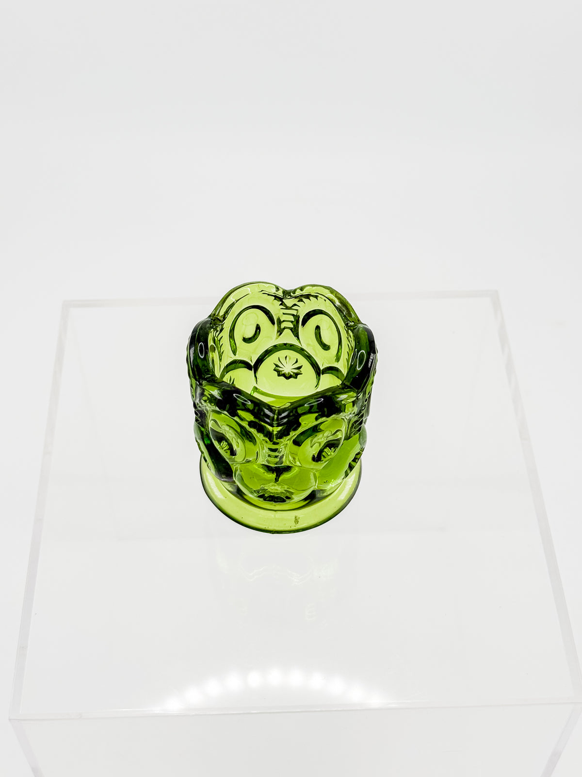 Vintage Green L.E. Smith Moon and Stars Green Glass Toothpick Holder