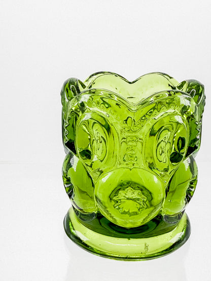 Vintage Green L.E. Smith Moon and Stars Green Glass Toothpick Holder