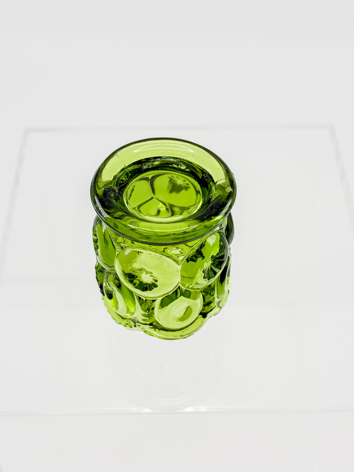 Vintage Green L.E. Smith Moon and Stars Green Glass Toothpick Holder