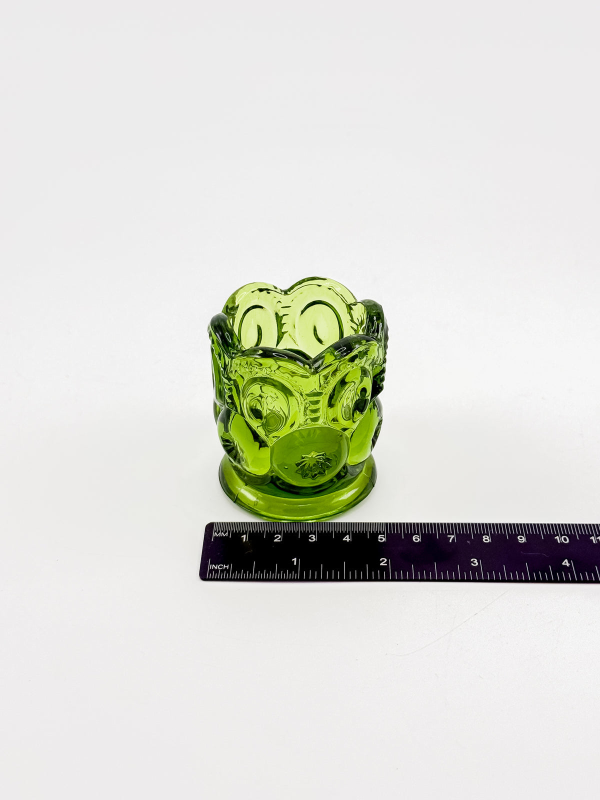 Vintage Green L.E. Smith Moon and Stars Green Glass Toothpick Holder