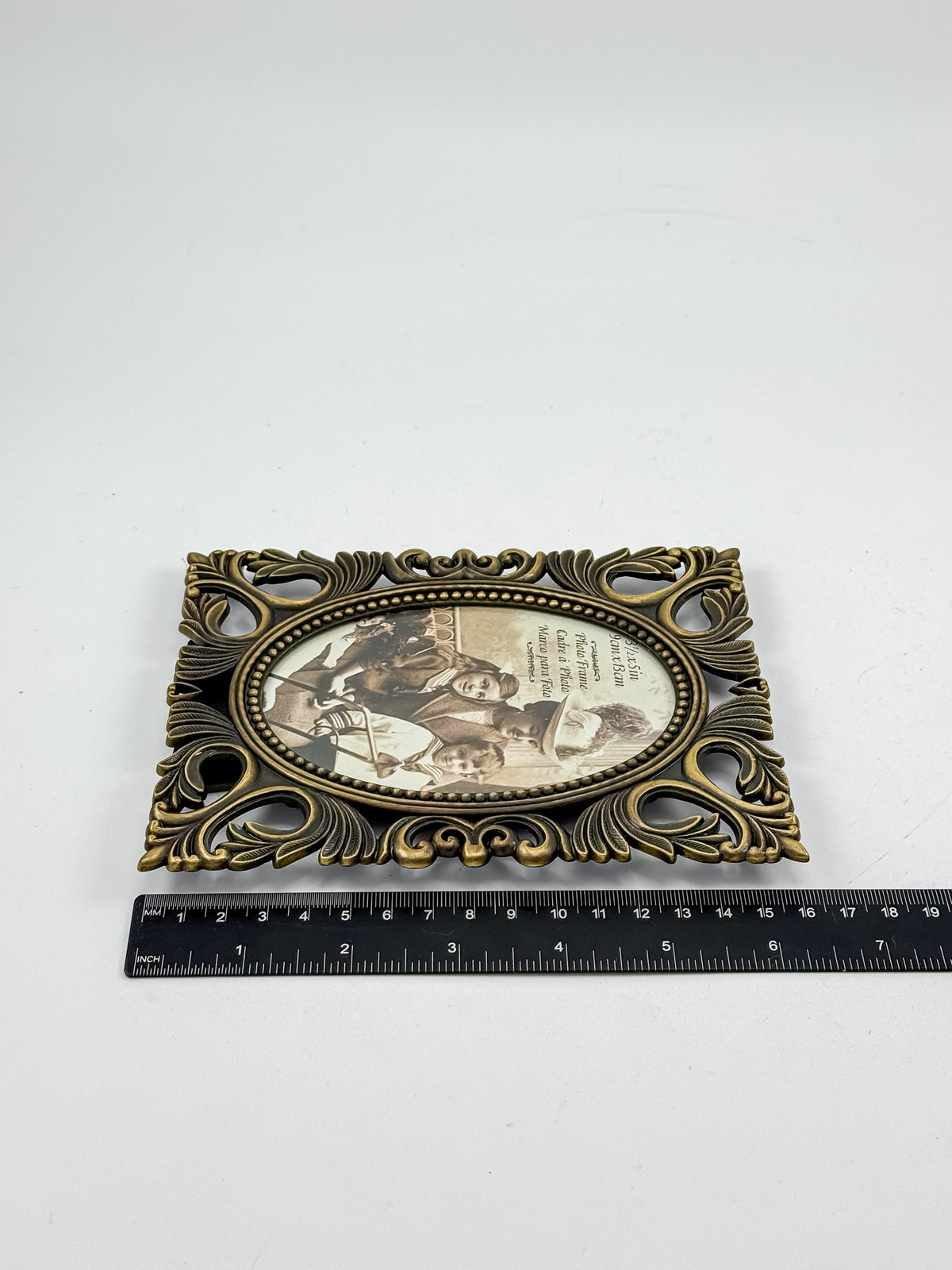 Vintage-Style Ornate Brass-Tone Picture Frames, Set of Three with Oval, Rectangle and Heart Openings