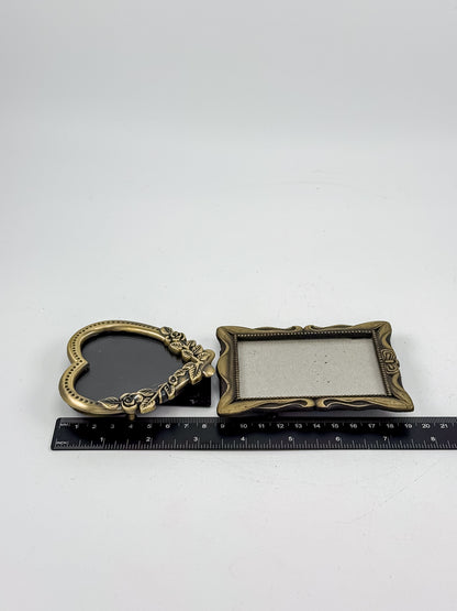 Vintage-Style Ornate Brass-Tone Picture Frames, Set of Three with Oval, Rectangle and Heart Openings