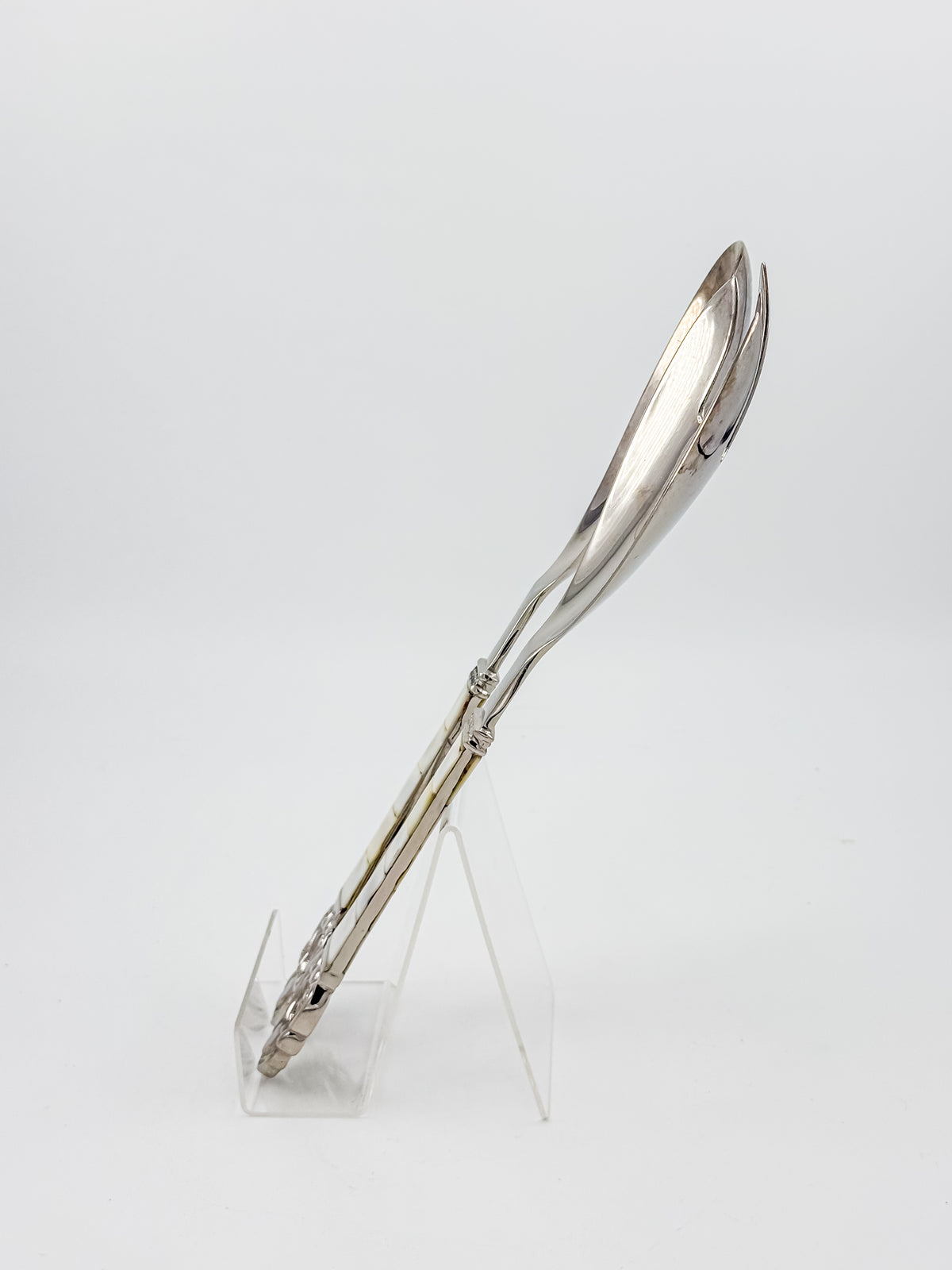 Vintage-Style Salad Serving Spoon and Fork - Possible Silver Plate - Mother-of-Pearl Handles