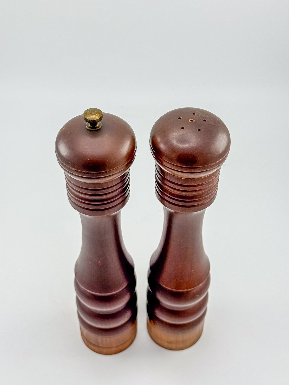 Vintage Nasco Master Pieces in Wood Turned Pepper Mill and Salt Shaker Set, Made in Japan