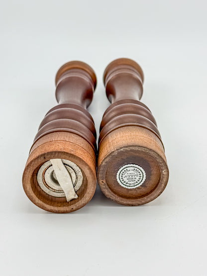 Vintage Nasco Master Pieces in Wood Turned Pepper Mill and Salt Shaker Set, Made in Japan