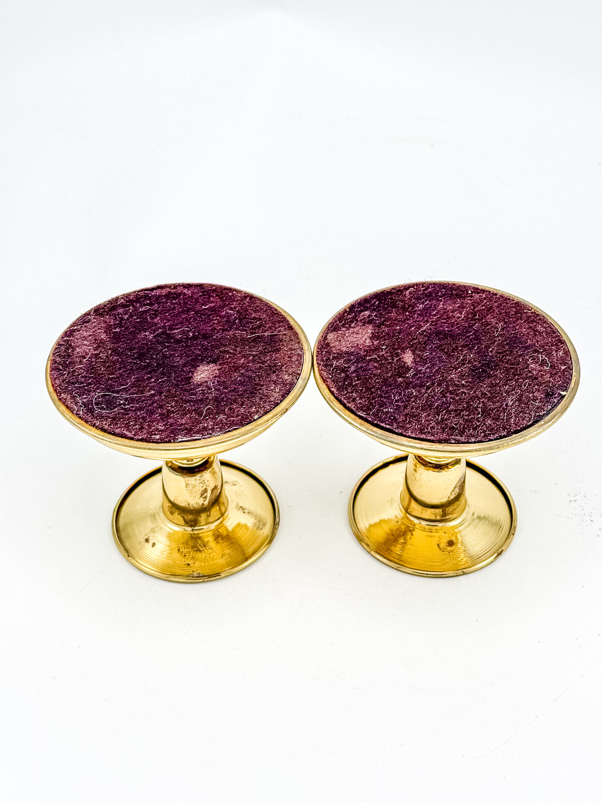Vintage Brass Taper Candle Holders with Round Bases, Sold as a Pair