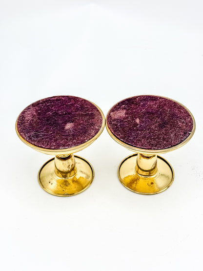 Vintage Brass Taper Candle Holders with Round Bases, Sold as a Pair