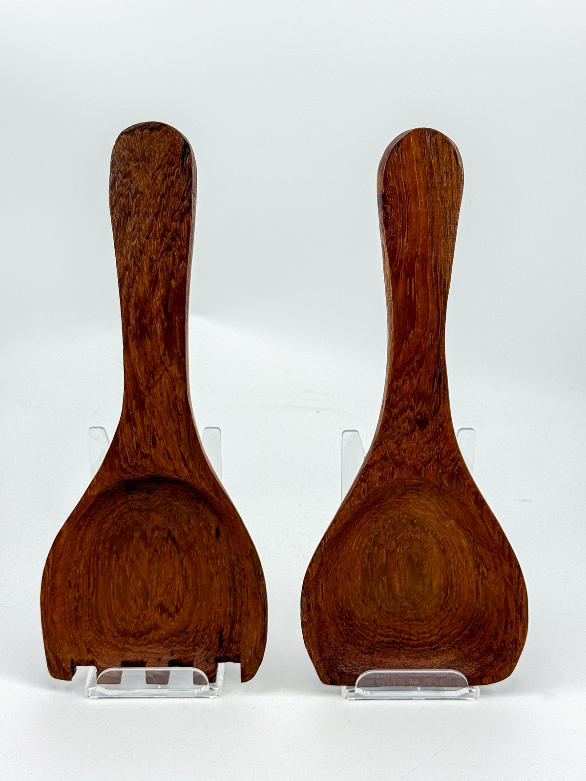 Vintage Wooden Salad Servers with Wide Spoon and Fork, Two-Piece Serving Set