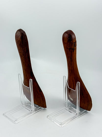 Vintage Wooden Salad Servers with Wide Spoon and Fork, Two-Piece Serving Set
