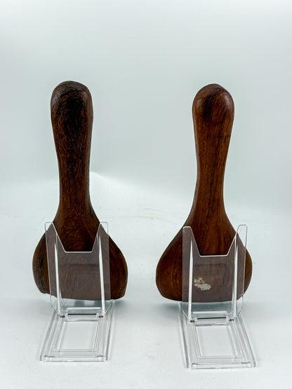 Vintage Wooden Salad Servers with Wide Spoon and Fork, Two-Piece Serving Set