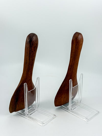 Vintage Wooden Salad Servers with Wide Spoon and Fork, Two-Piece Serving Set