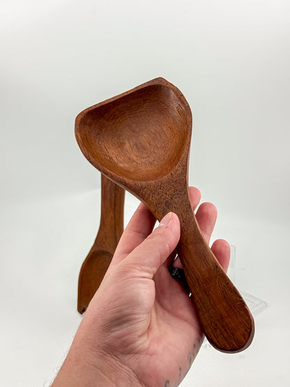 Vintage Wooden Salad Servers with Wide Spoon and Fork, Two-Piece Serving Set