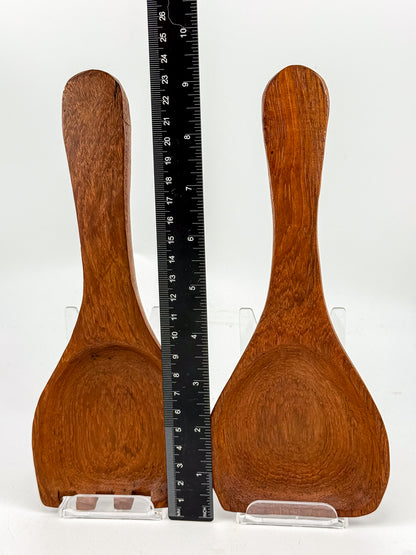 Vintage Wooden Salad Servers with Wide Spoon and Fork, Two-Piece Serving Set