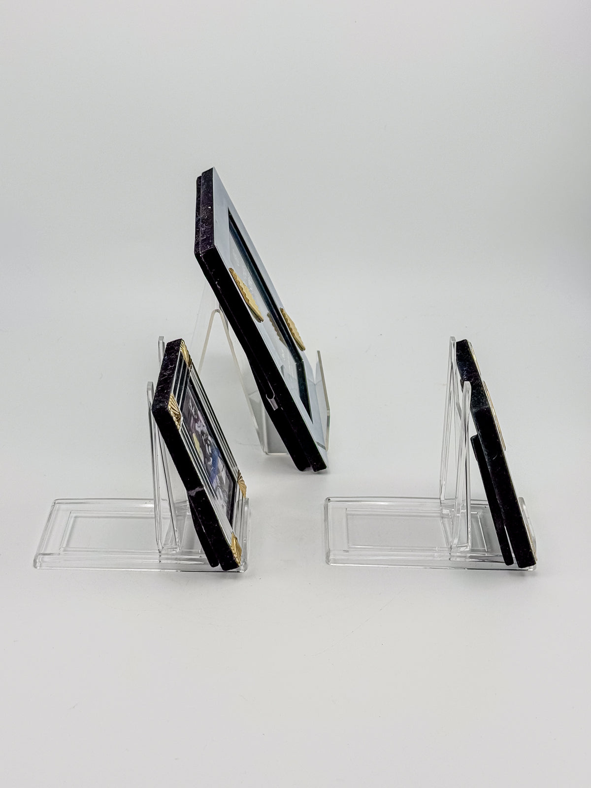 Silver-Tone and Gold-Tone Metal Picture Frames with Geometric Accents, Set of Three in Two Sizes