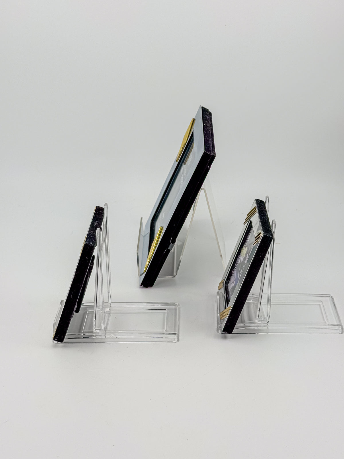 Silver-Tone and Gold-Tone Metal Picture Frames with Geometric Accents, Set of Three in Two Sizes
