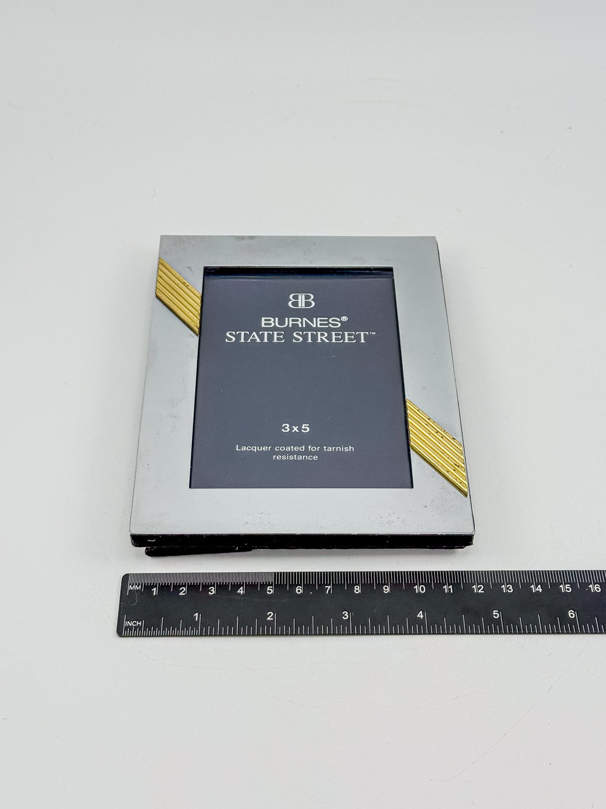 Silver-Tone and Gold-Tone Metal Picture Frames with Geometric Accents, Set of Three in Two Sizes