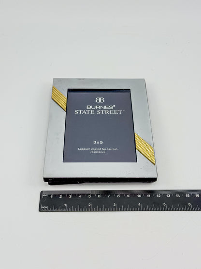Silver-Tone and Gold-Tone Metal Picture Frames with Geometric Accents, Set of Three in Two Sizes