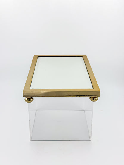 Vintage West Emory Rectangular Brass Mirrored Vanity Tray with Ball Feet
